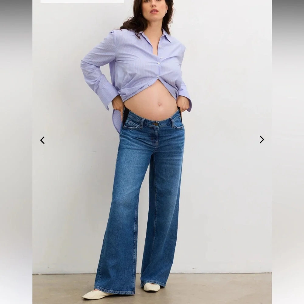 Hatch Relaxed Maternity Wide Leg Jeans - Picture 1 of 5